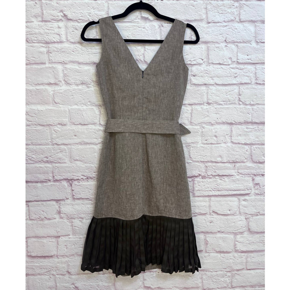 Antonio Melani 100% Linen Belted Fit And Flare Dress Size 0 - Picture 2 of 8
